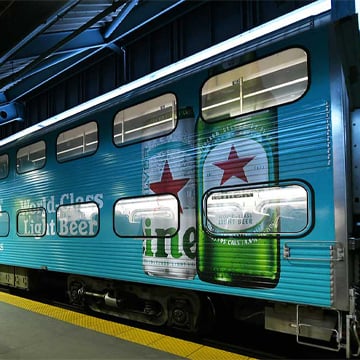 metra commuter rail Chicago Heineken train wrap out of home advertising
