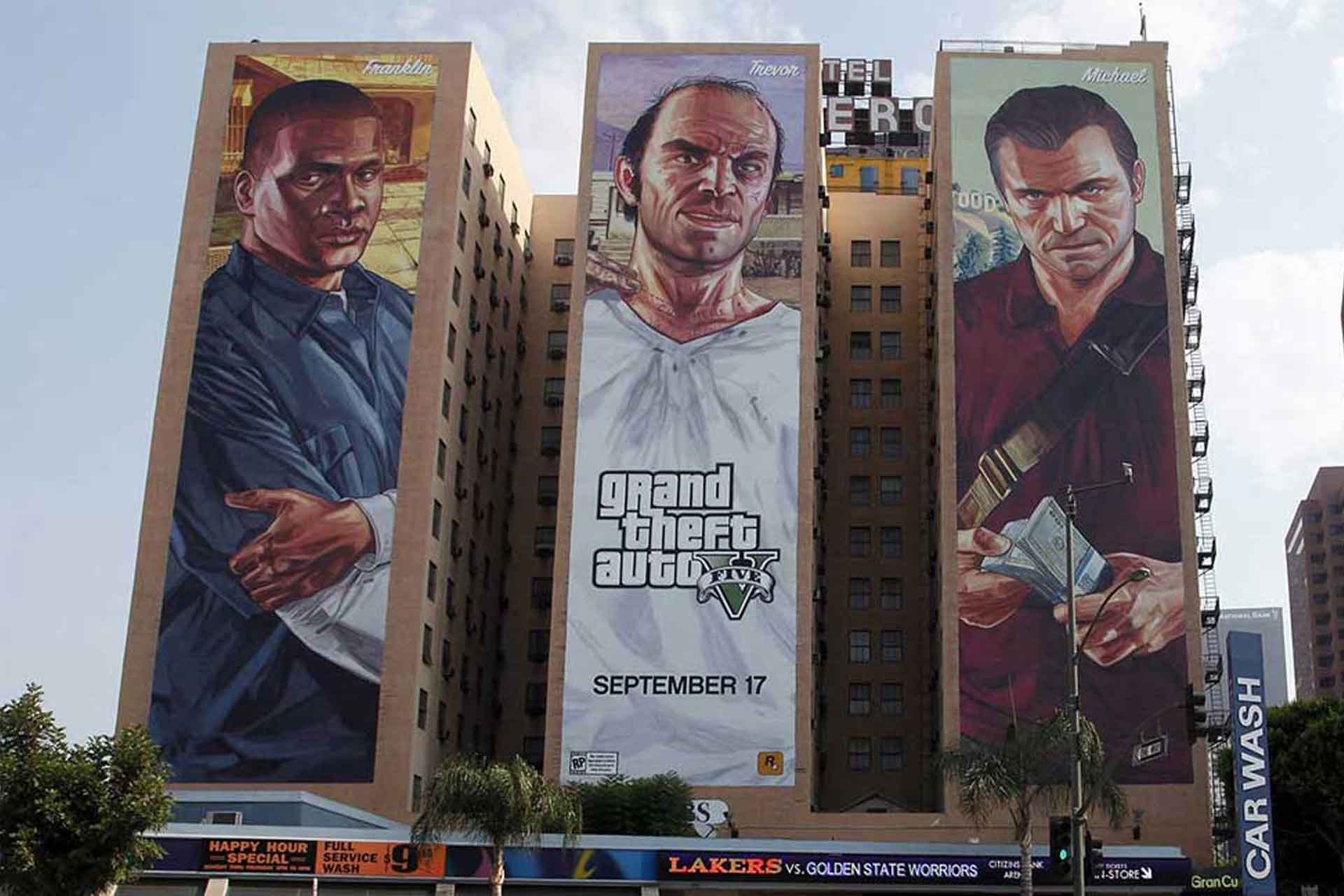 gta v wallscape in los angeles out of home advertising