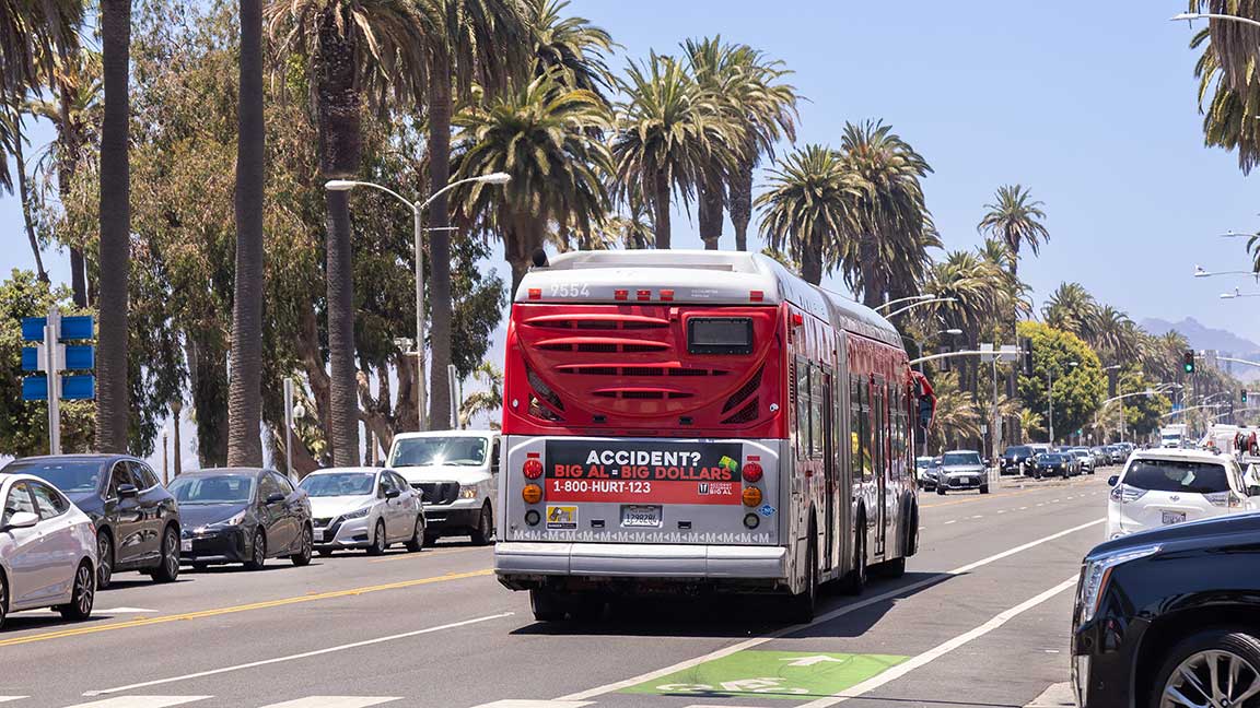 Bus advertisement for Big Al attorney in Los Angeles