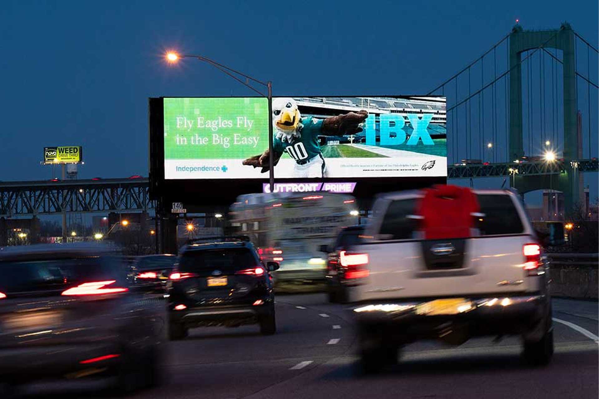 philadelphia eagles in the super bowl digital billboard game day digital packages out of home advertising