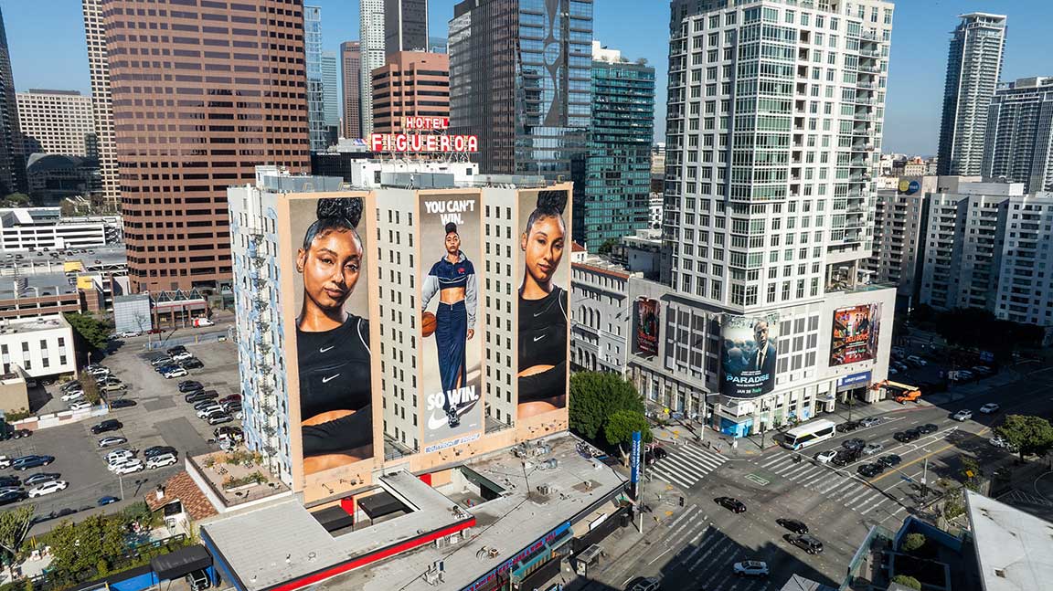 Nike wallscape on Hotel Figueroa in downtown Los Angeles