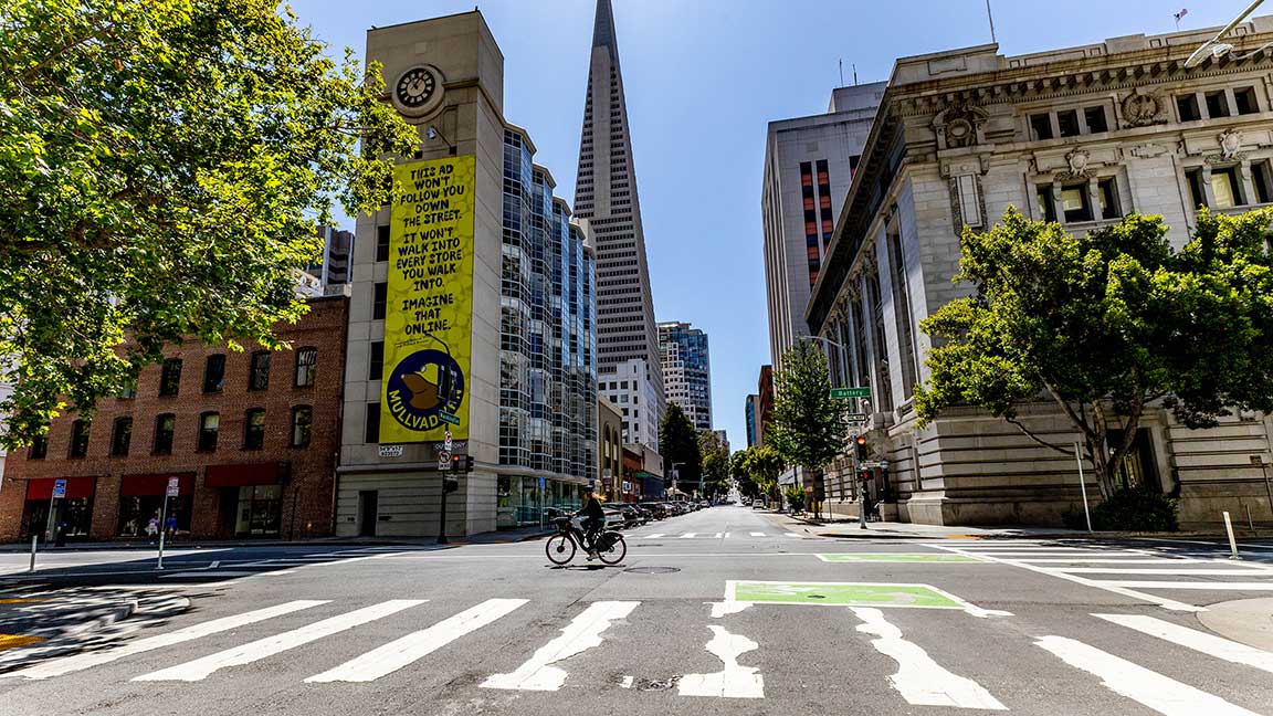 Mullvad VPN wallscape advertisement in San Francisco