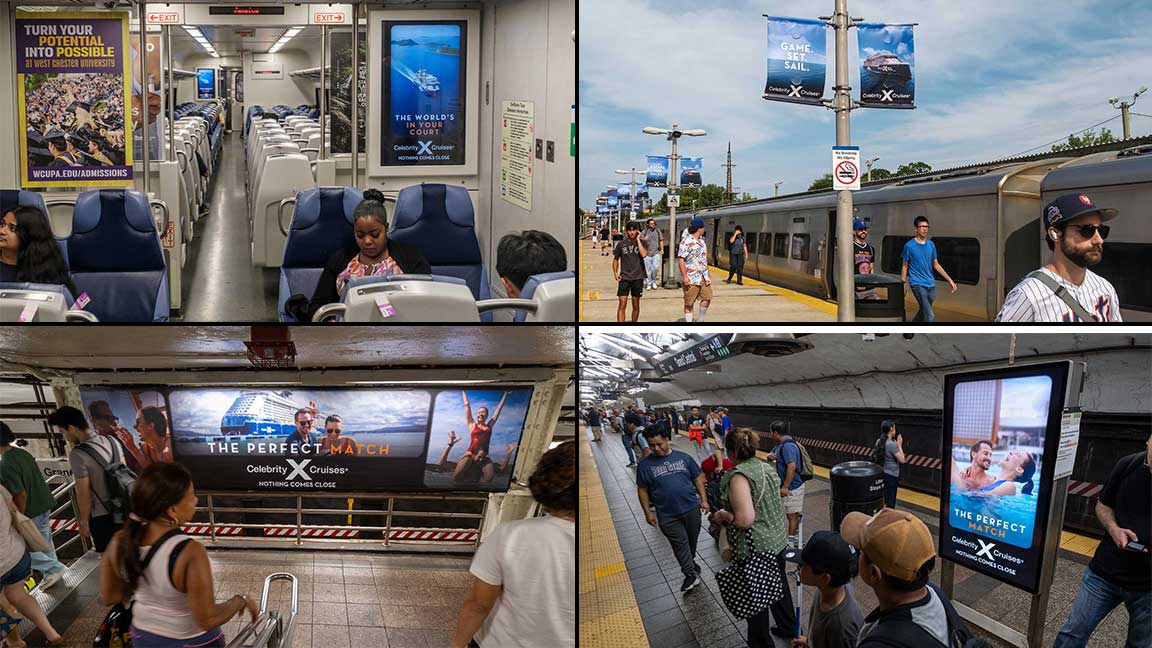 Celebrity Cruise digital and traditional static OOH ads in New York City
