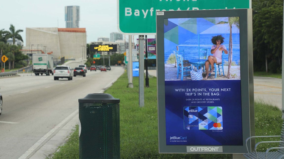 out of home digital street furniture advertising jetblue
