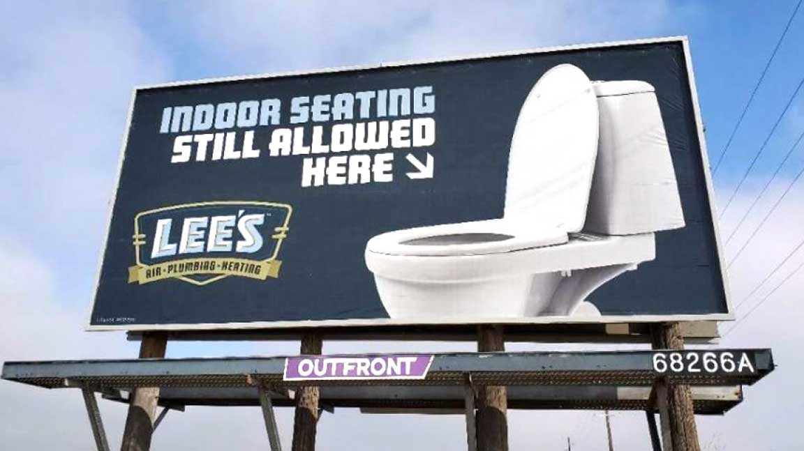 out of home billboard advertising lees air and plumbing