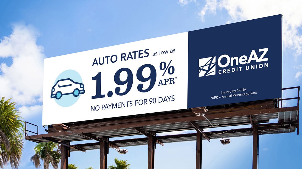 out of home billboard advertising oneaz credit union