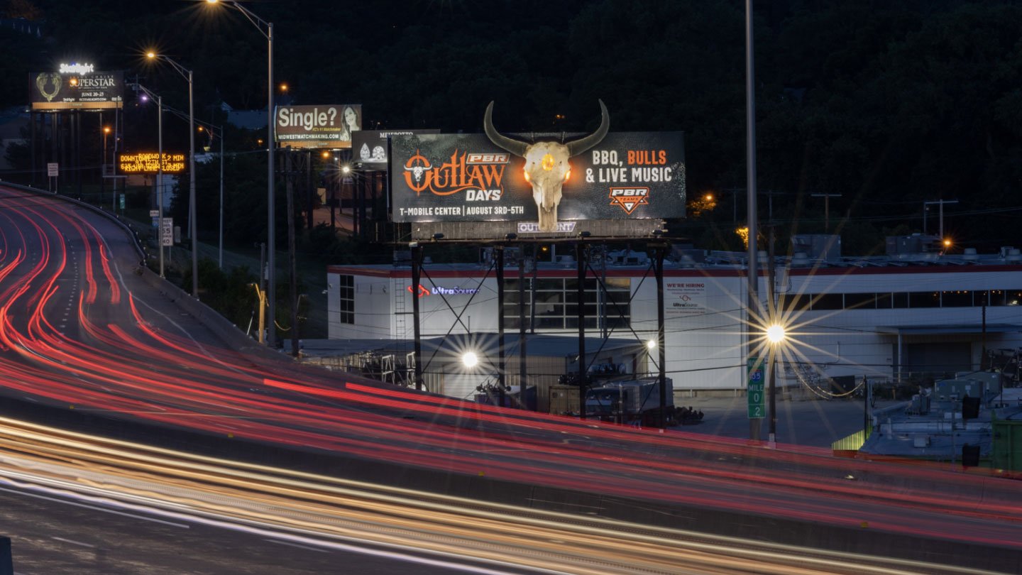 out of home billboard advertising kansas bull ride