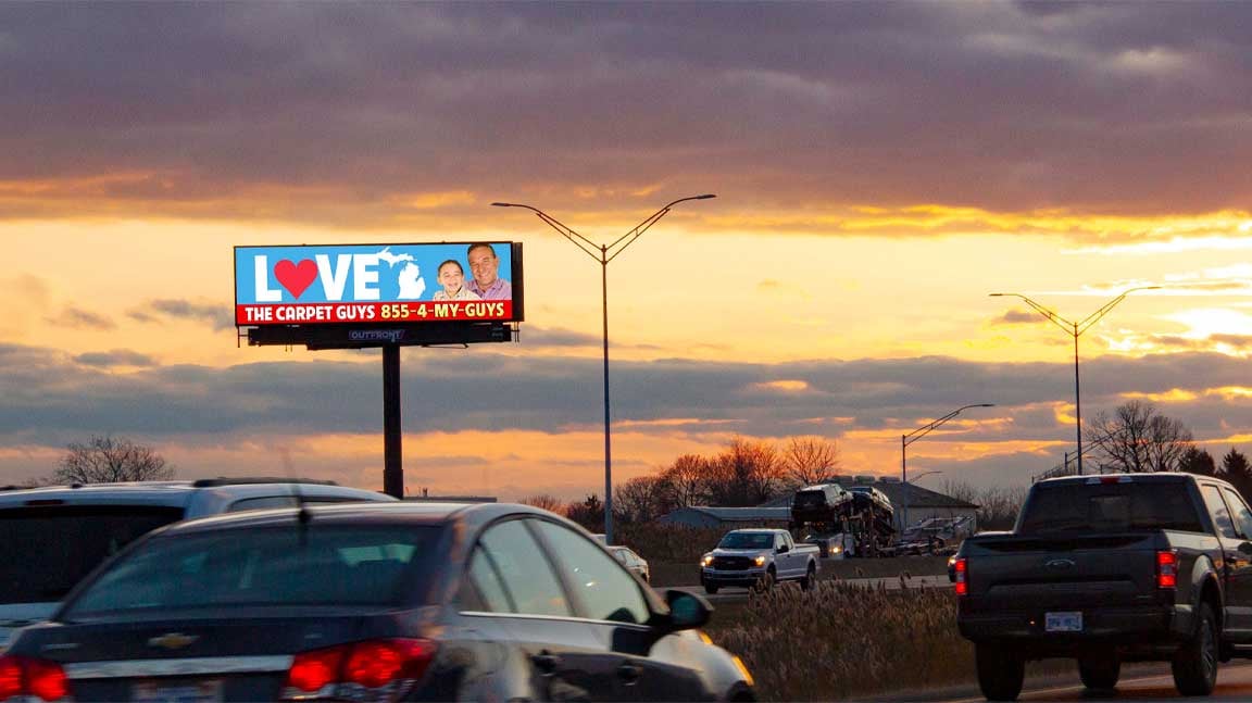 out o home billboard advertising the carpet guys