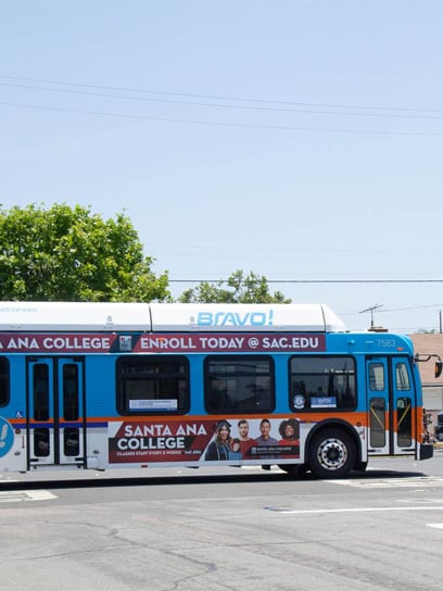 out of home advertising santa ana college bus