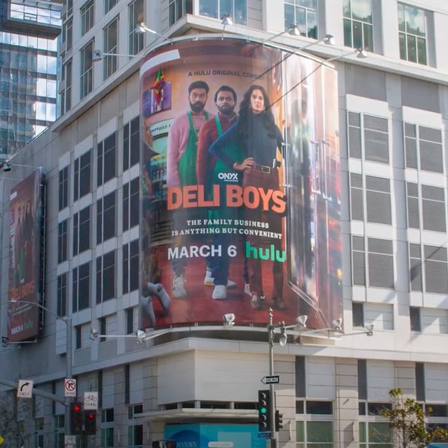 out of home wallscape advertising los angeles deli boys hulu