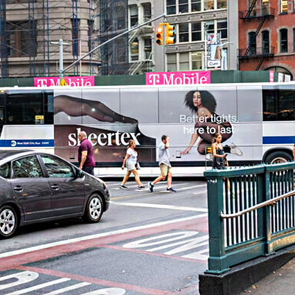 out of home bus advertising sheertex new york city