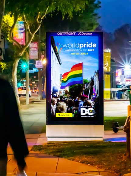 out of home digital bus shelter advertising west hollywood pride month