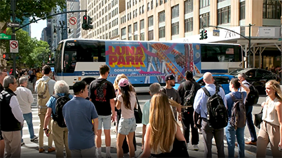 in a new york minute luna park advertising buses