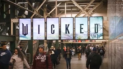 out of home digital billboard advertising new york city subway transportation wicked movie