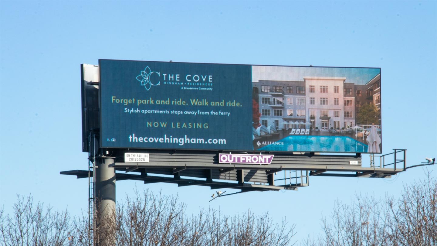 digital billboard out of home advertising in boston for the cove apartments