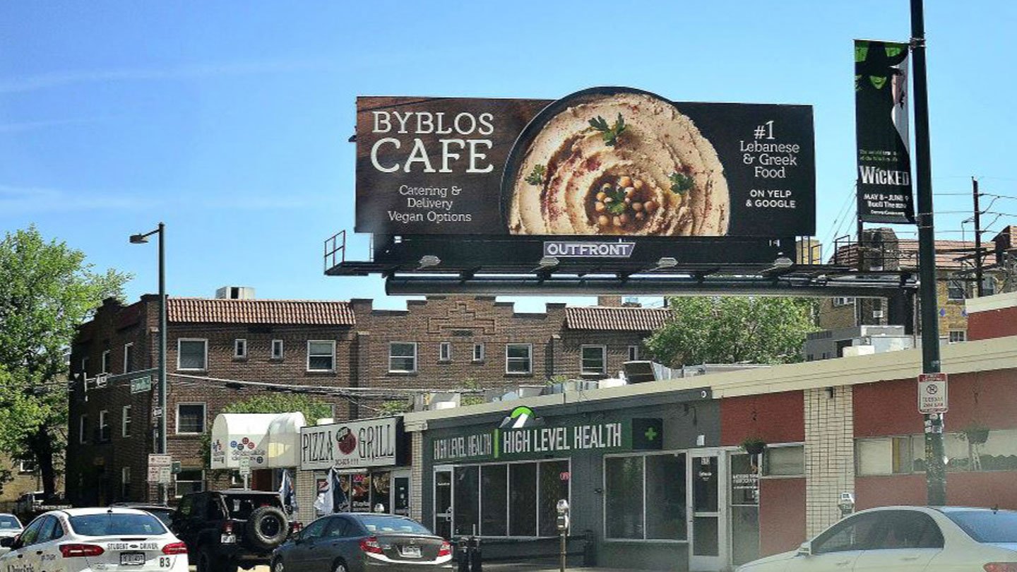 byblos restaurant billboard out of home advertising in colorado 