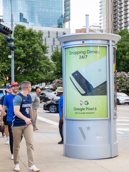 kiosk out of home advertising for google pixel in dallas texas