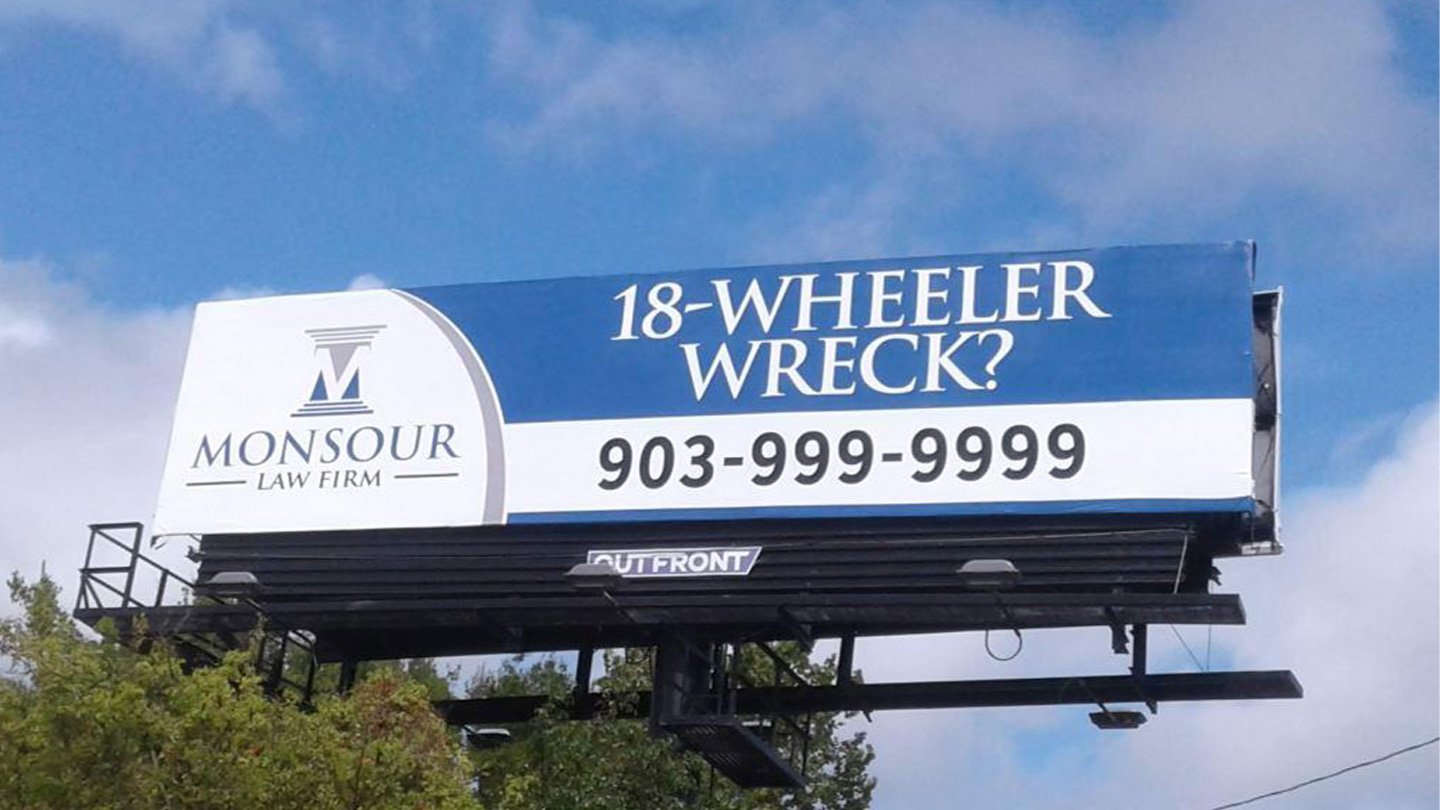 monsour law firm billboard out of home advertising in east texas