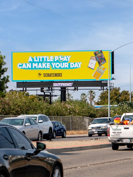 out of home billboard creative advertising in fresno california for the ca lottery