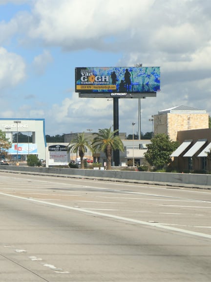 digital highway billboard out of home advertising for van gogh in houston texas