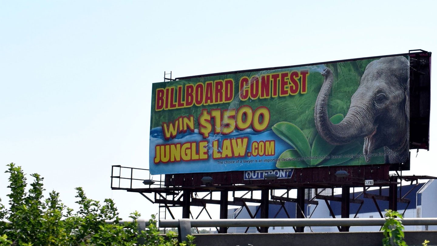 jungle law elephant billboard out of home advertising in kansas city