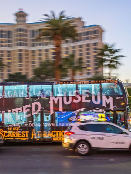 haunted museum bus wrap out of home advertising in las vegas