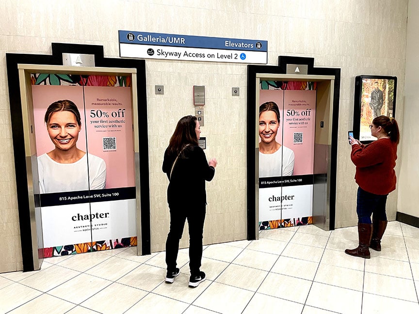 elevator wraps for skyway advertising