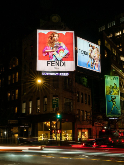 high impact billboard out of home advertising in new york city for fashion brand fendi