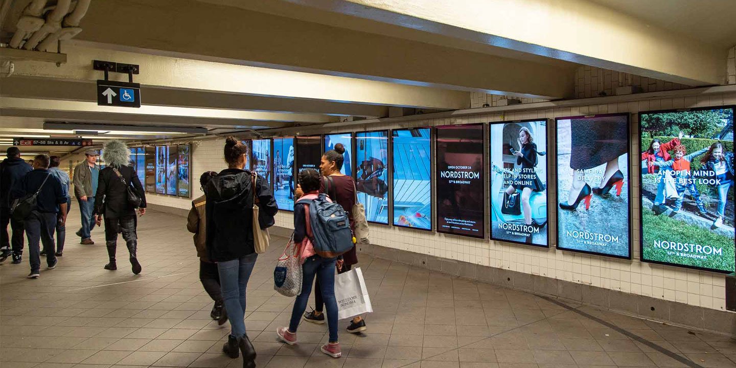 digital liveboard out of home advertising in new york city for nordstrom