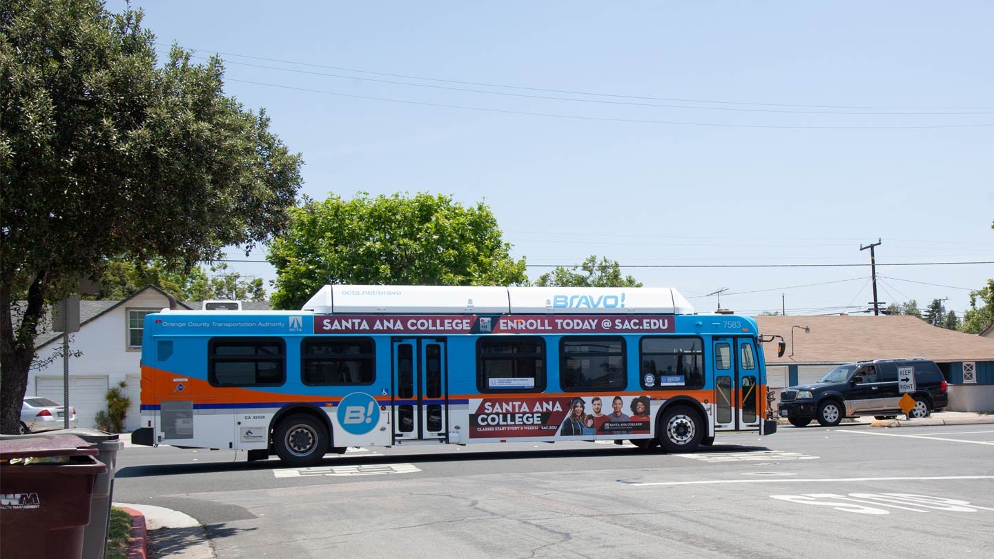 transit bus out of home advertising in orange county for santa ana college