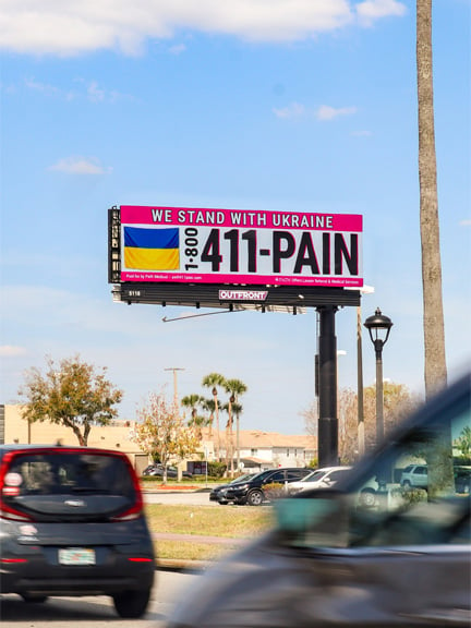 stand with ukraine billboard out of home advertising in orlando florida