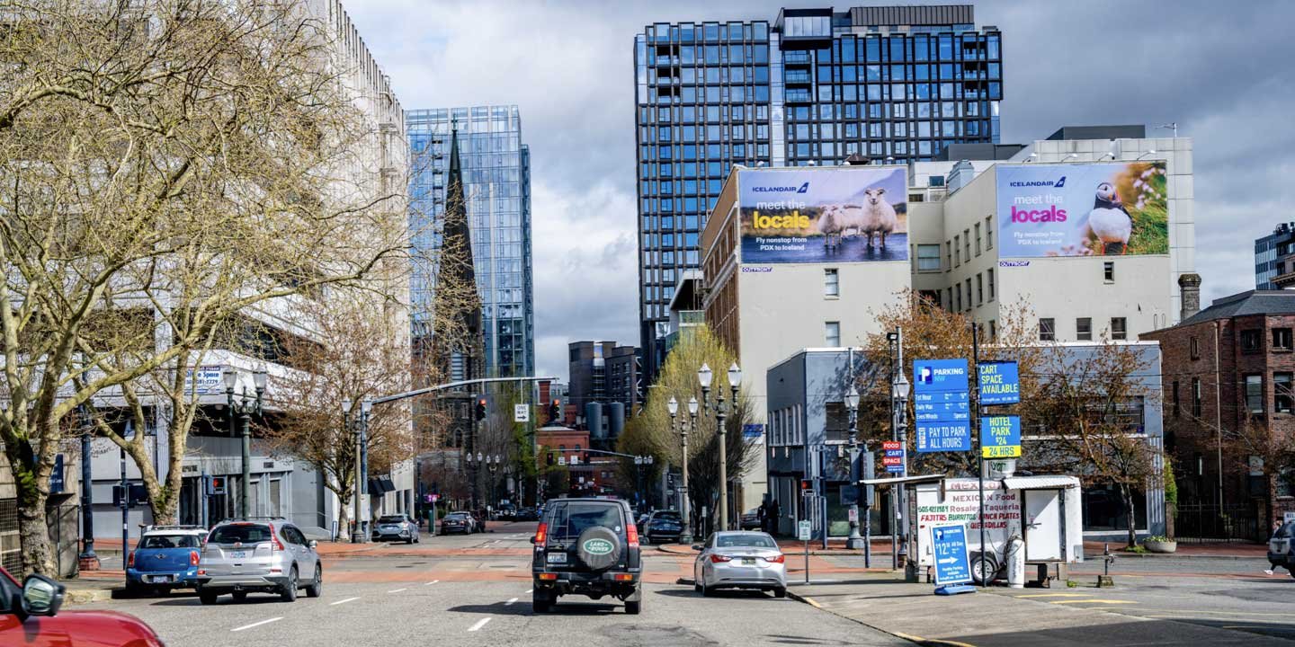 out of home advertising wallscape portland icelandair