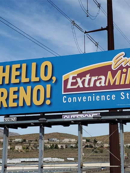 extra mile convenience store billboard out of home advertising in reno