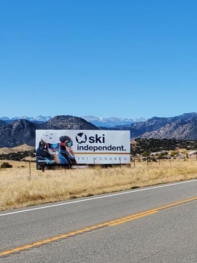 out of home billboard advertising in the rocky mountains for ski monarch