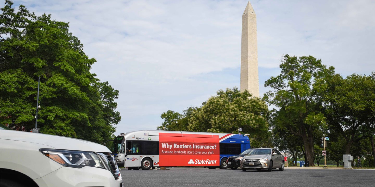 transit bus out of home advertising in washington dc for statefarm