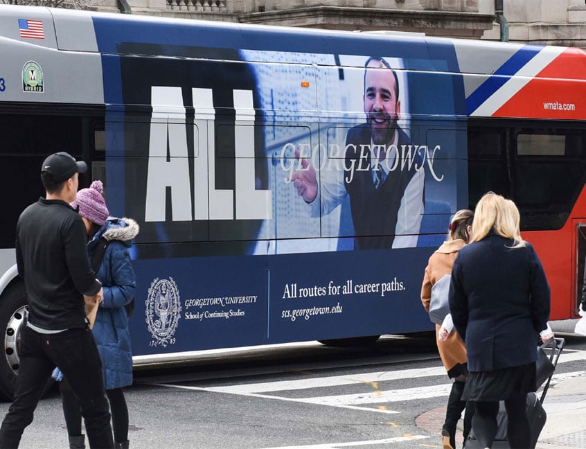 out of home advertising bus georgetown university