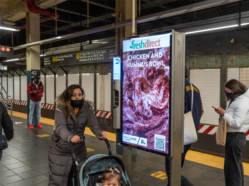 digital liveboard out of home advertising in new york city for freshdirect
