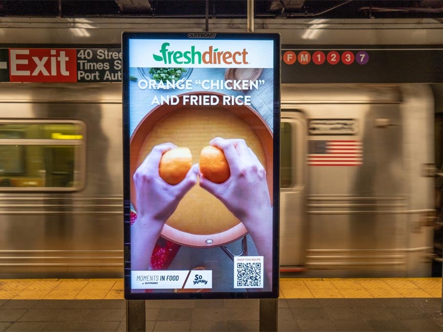 digital liveboard out of home advertising in new york city for freshdirect