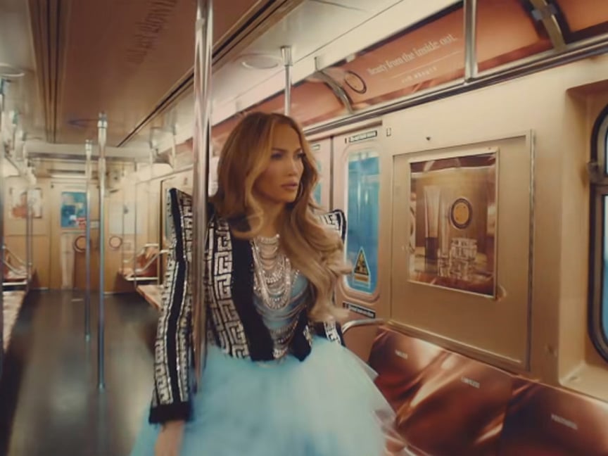 jlo beauty mta train out of home advertising in new york city