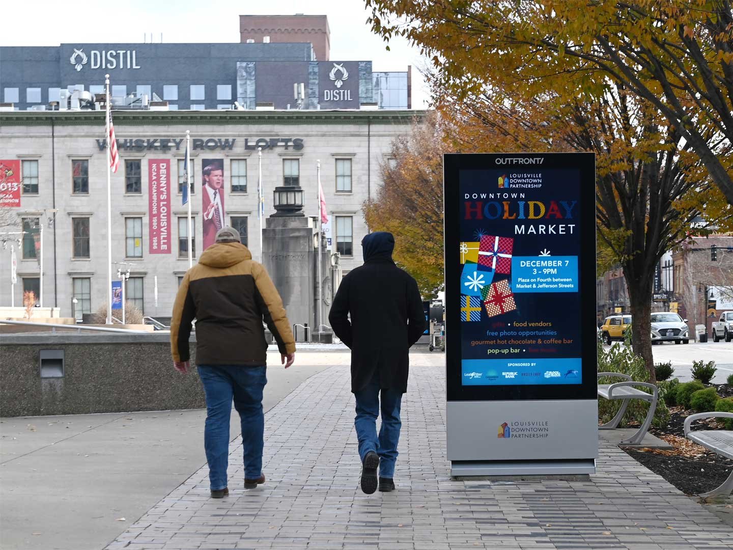 downtown holiday market out of home advertising kiosks louisville