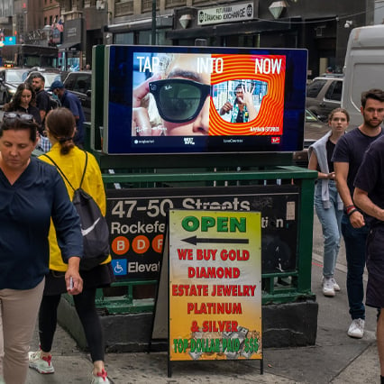 digital street furniture urban panels in new york city for sunglass hut