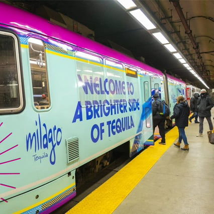 train out of home advertising in washington dc for milagro tequila