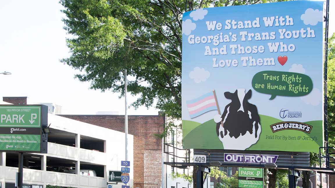 Ben & Jerry's billboard supporting trans rights
