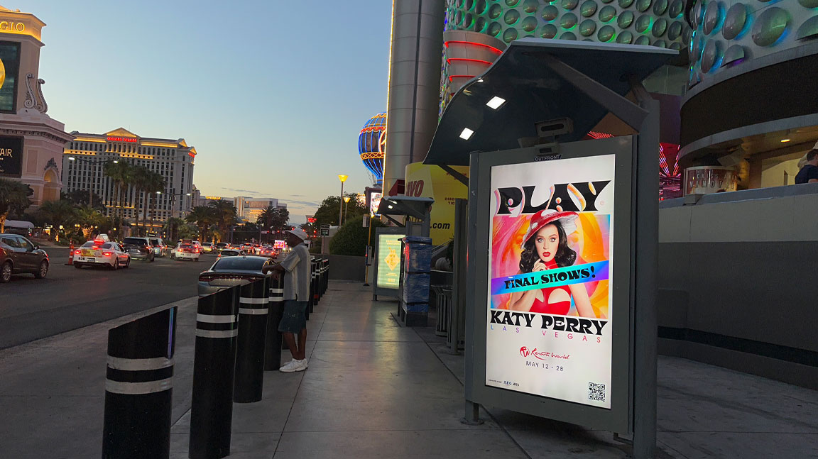 out of home bus shelter advertising las vegas katy perry