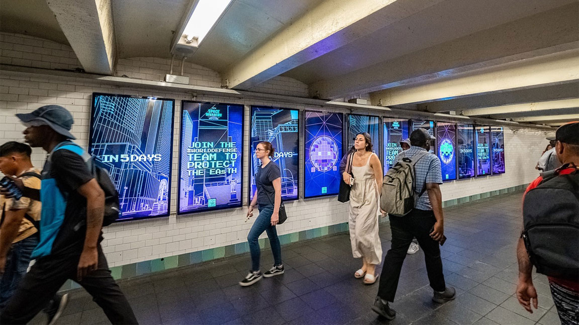 digital out of home advertising in new york city for space invaders