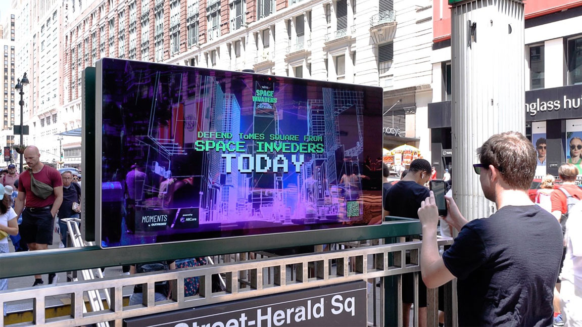 digital out of home advertising in new york city for space invaders