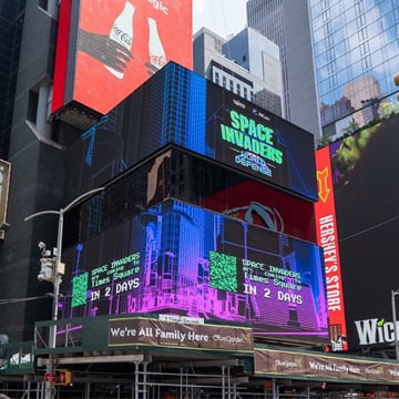 out of home digital billboard advertising new york city pace invaders