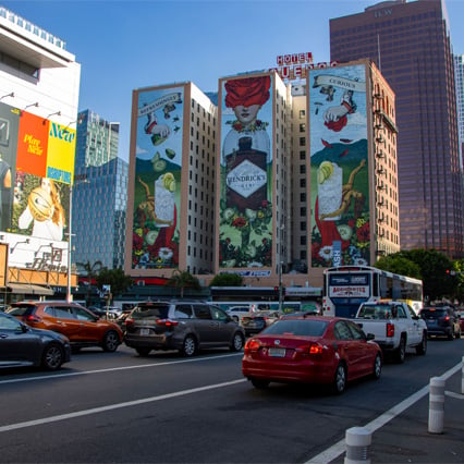 wall out of home advertising in los angeles for william grant and sons