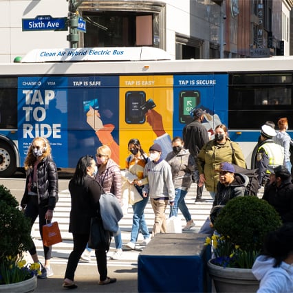 mta bus out of home advertising in new york city for visa
