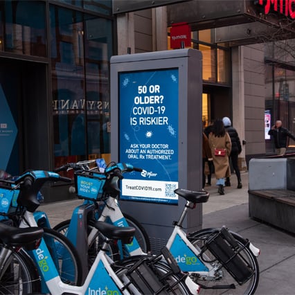 bike share out of home advertising in chicago for palovid